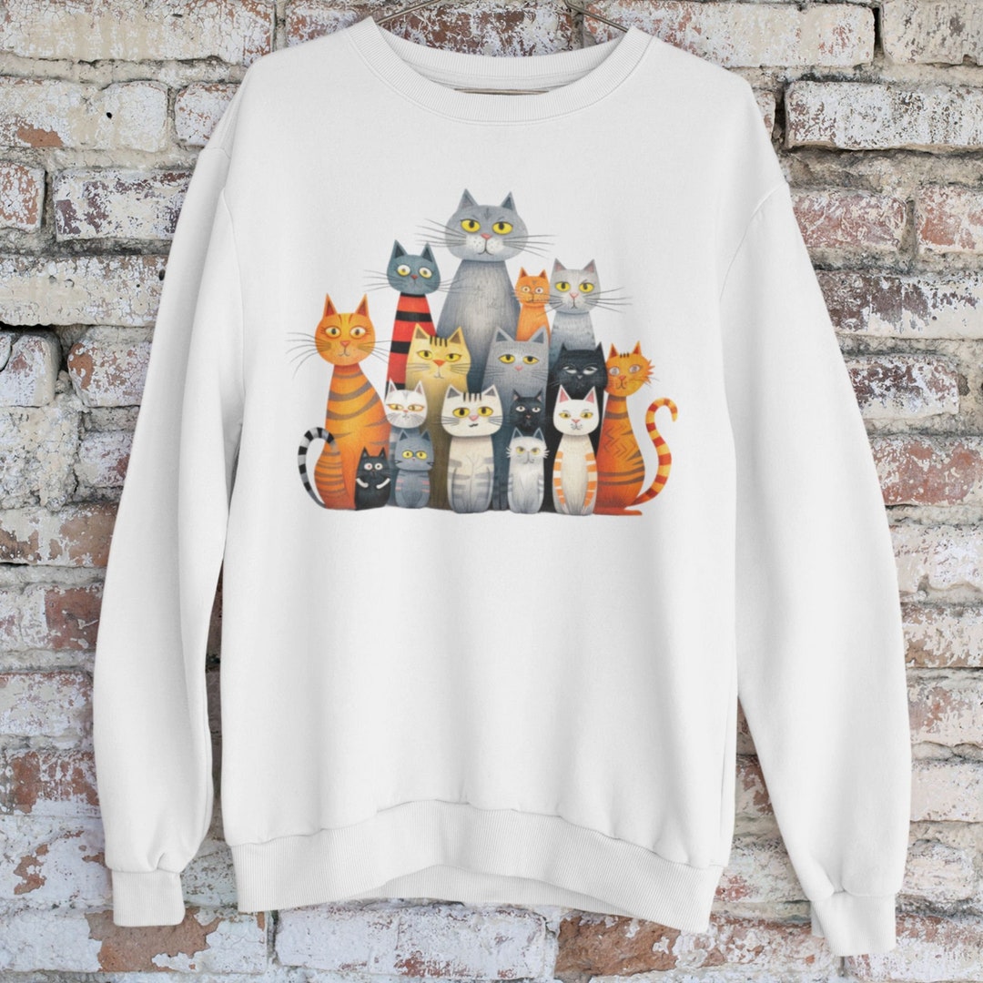 Family of Cats Sweatshirt, Classic Pullover Sweatshirt Unisex Sizes