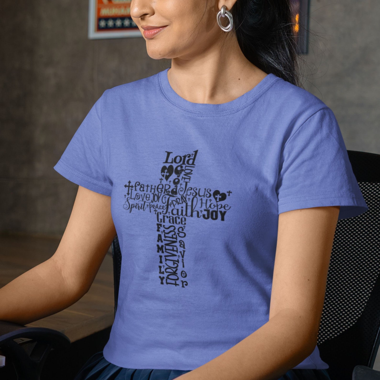 Religious Word Cross Unisex Softstyle Tshirt, Christian Cross Shirt