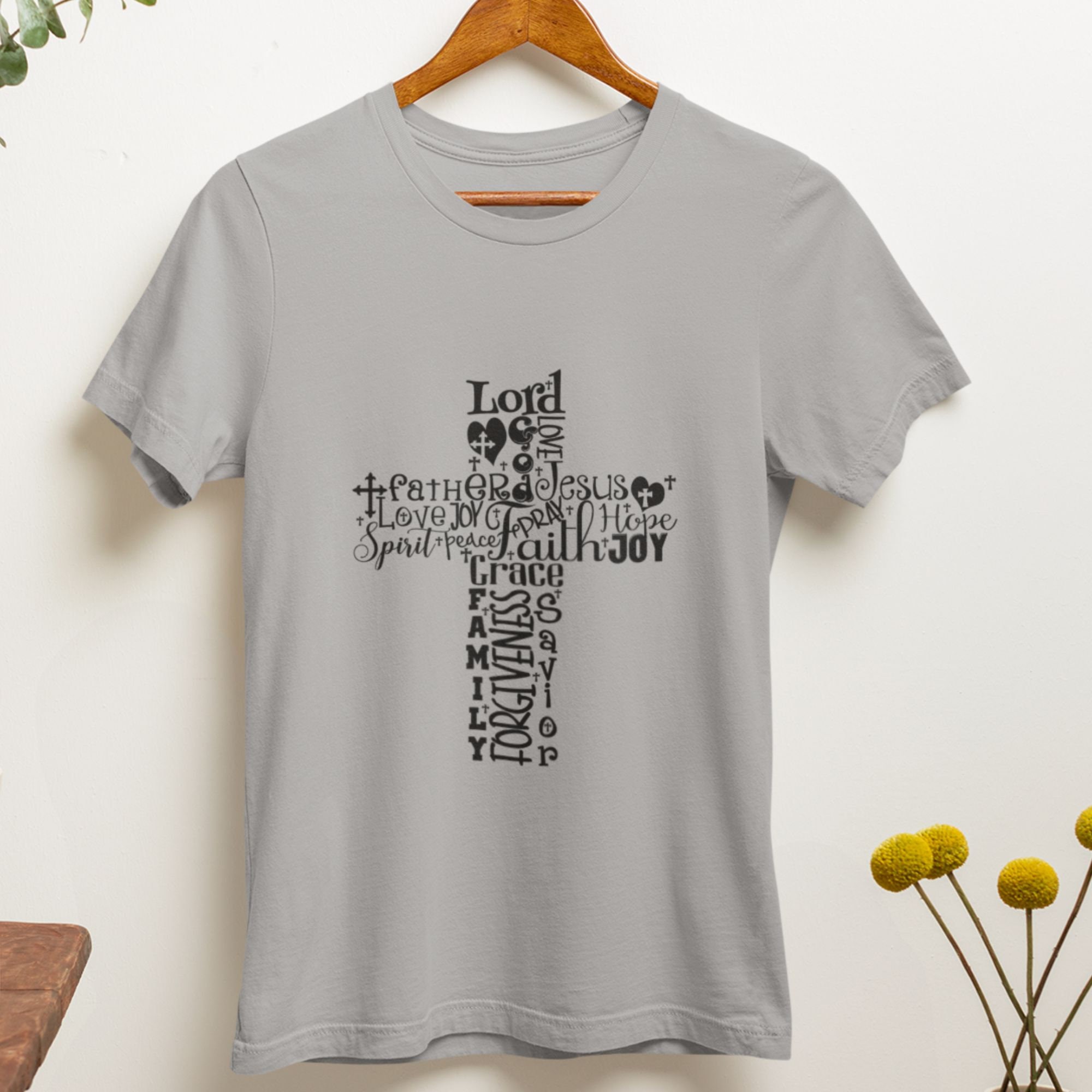 Religious Word Cross Unisex Softstyle Tshirt, Christian Cross Shirt