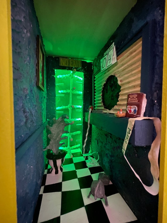 Beetlejuice Inspired Book Nook. Tim Burton Shelf Insert Diorama