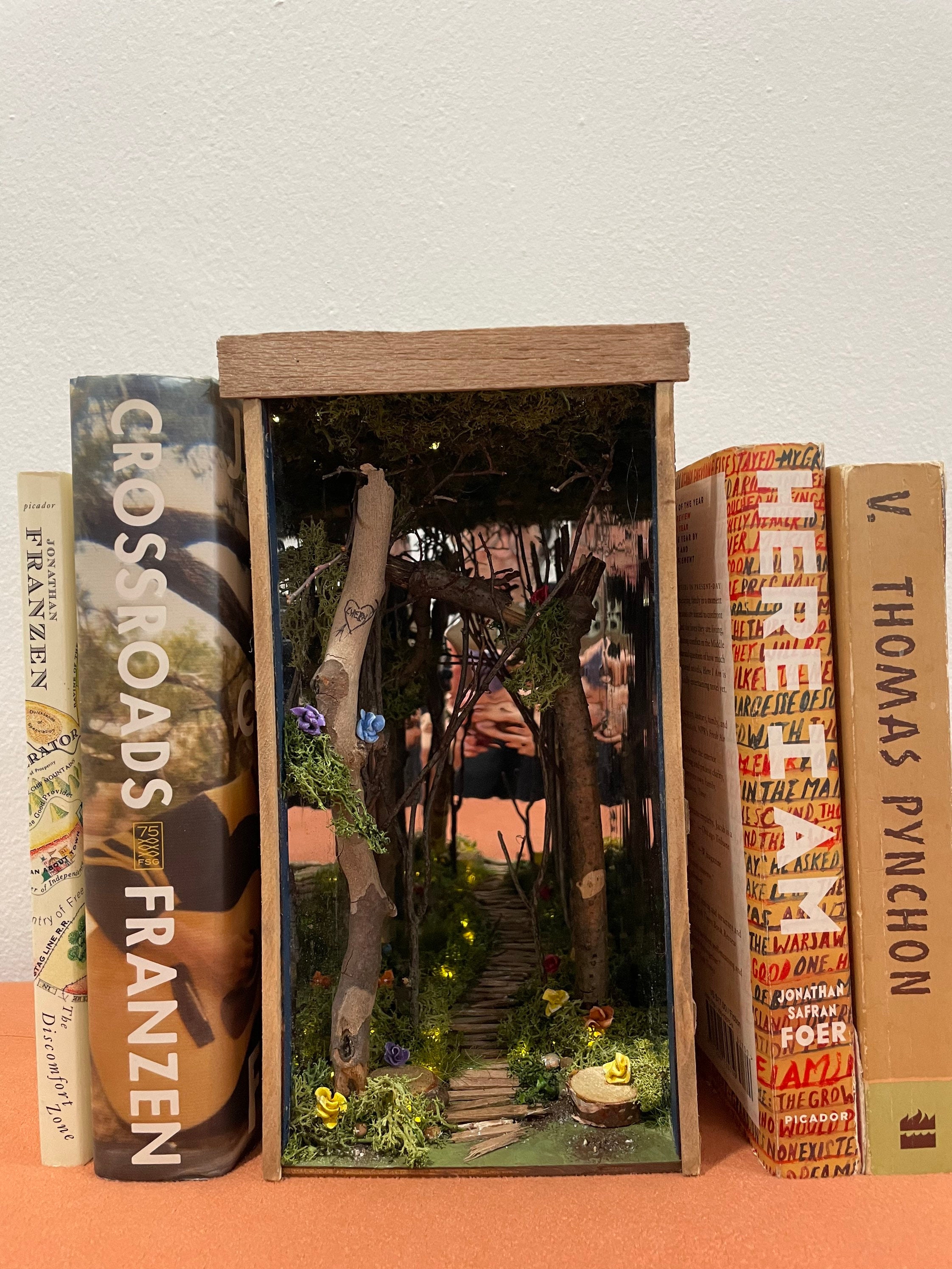 Enchanted Forest Book Nook Shelf Insert, Handmade. Light up Endless