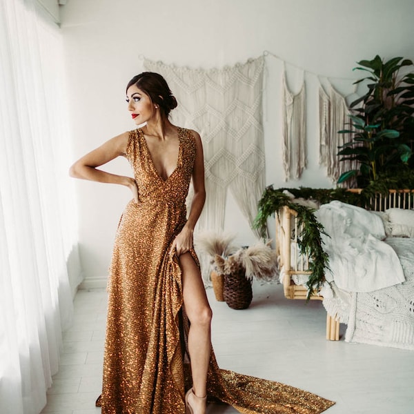 Dazzle Dress- In dark gold - Special Occasion Dresses handmade, for Photography, weddings and events