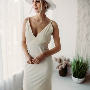 Flutter Dress Slip Dress Backless, Deep V , Dress, Sleeveless also available in PLUS size Ivory