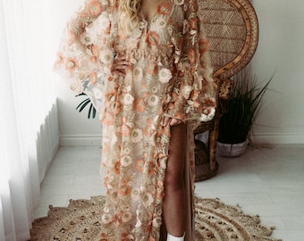 Orange Feather BOHO Dress- Preorder