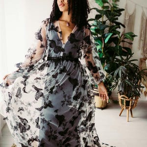 Black Monarch dress- Butterfly Dress - BOHO lace dress black - fall, Halloween, photography, wedding