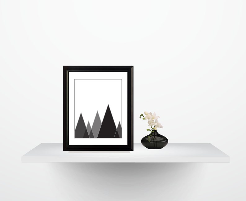 Negro Arte De La Pared Montana De Impresion Arte Montana Etsy