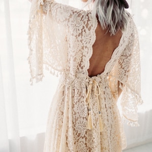 PRE ORDER beige Clover BOHO Dress Vintage Lace Dress for