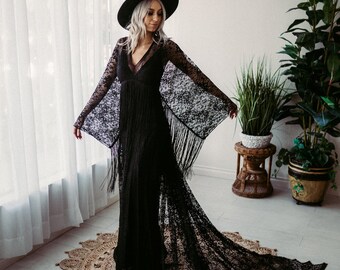 black boho gown