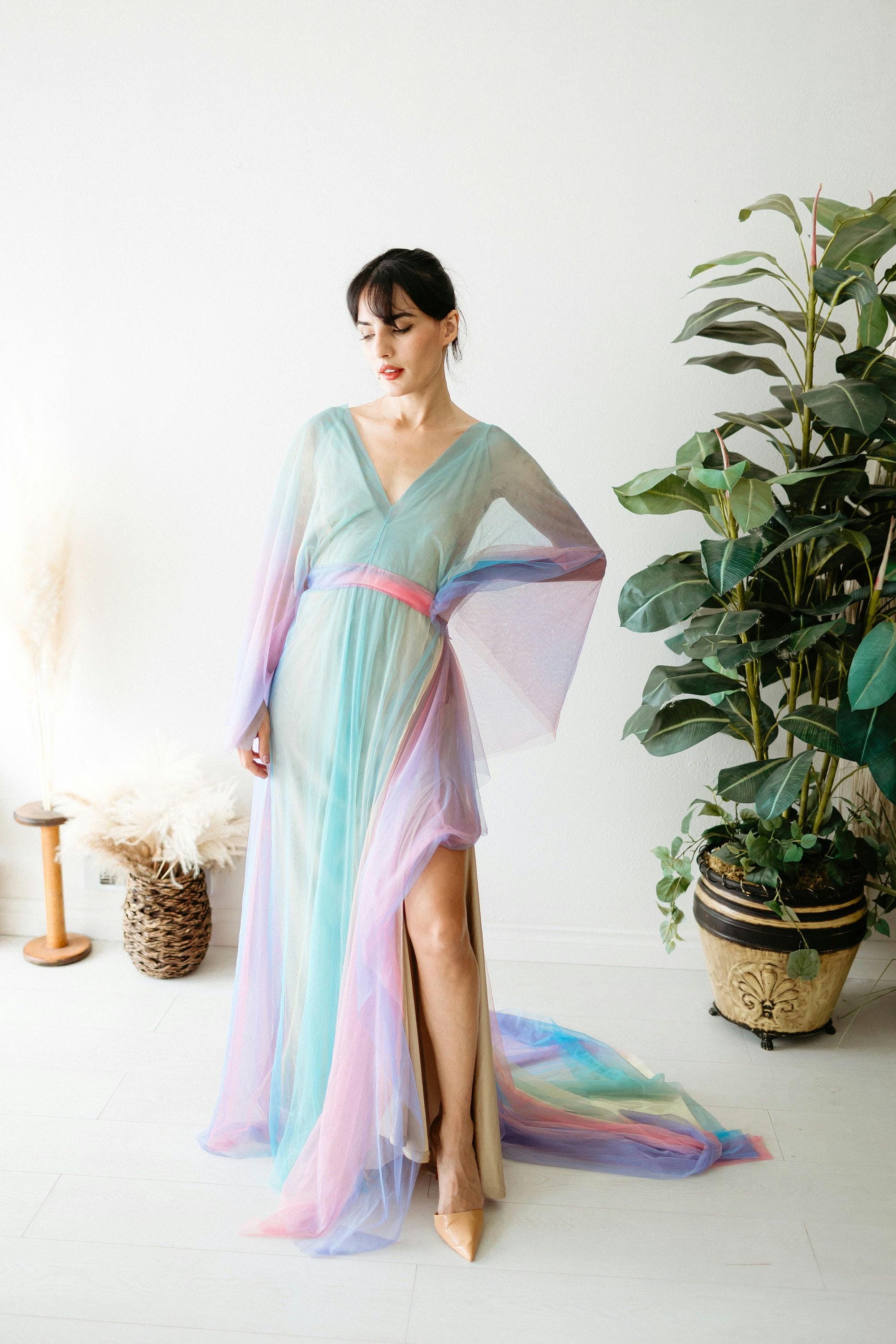 open lace back dress Miracle 2-Piece Rainbow Maternity Photoshoot Set