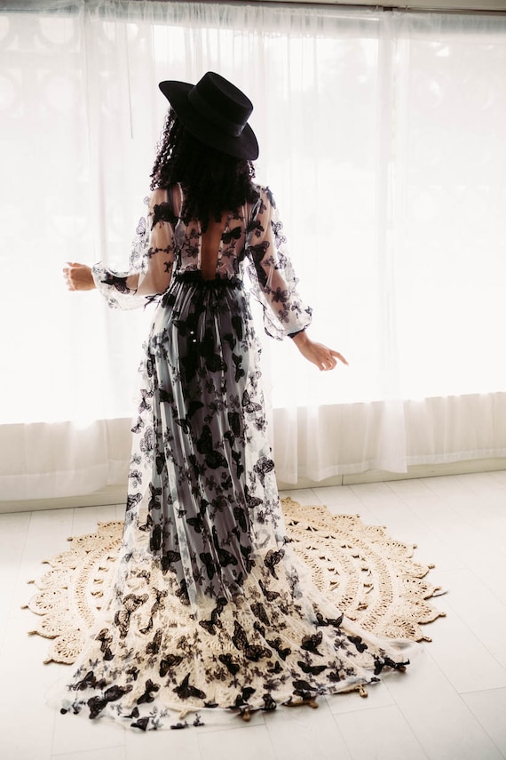 Black Monarch Dress Butterfly Dress BOHO Lace Dress Black - Etsy Singapore