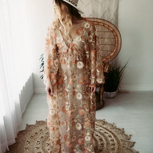 Orange Feather BOHO Dress Preorder image 3