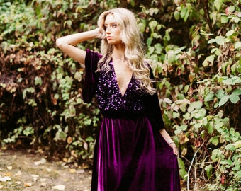 Plum Velvet Dress-- Magical dresses for Special moments, wedding, maternity, photos, photography, evening