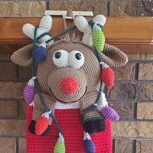 Virkat julrenstrumpmönster, amigurmi, handledning, digital nedladdning