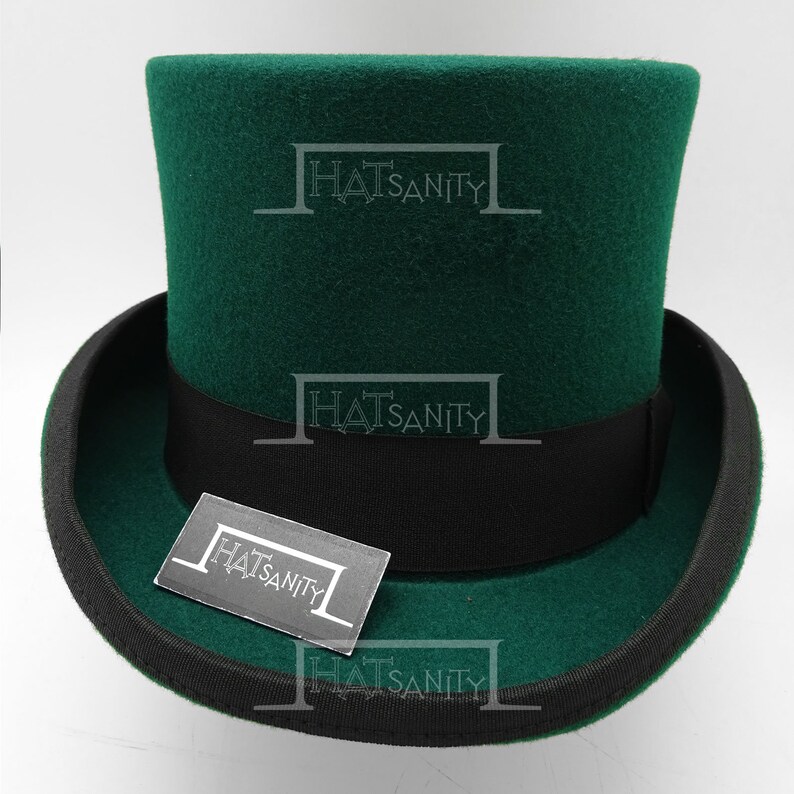 Steampunk Nude Hat for DIY Retro Wool Felt Topper Top Hat w removable Thorn Goggle and Rivets in GREEN w BLACK Band