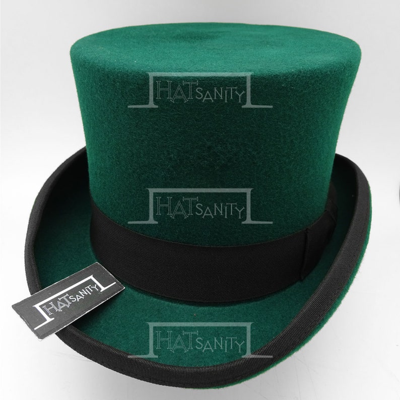 Steampunk Nude Hat for DIY Retro Wool Felt Topper Top Hat w removable Thorn Goggle and Rivets in GREEN w BLACK Band