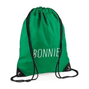 Pompe/sac de bain personnalisé avec nom imprimé - Style sac à dos avec cordons de serrage - Vert émeraude