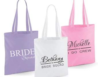 Personalised Tote Bags Bride / Bridesmaid / Hen Party Bag / Wedding Party / Bridal Shower Bridal Party - 24 Colours - Printed Wedding Bags
