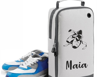 Personalized Shoe/Boot Bag/Sports Printed with Name Grey for School or Club use - Ice Grey