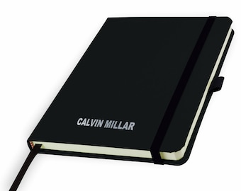 Personalised A5 Notebook / Printed with Name Perfect for school, office or your bag! - JET BLACK (plus other colours) By That&#39;s My Pencil™
