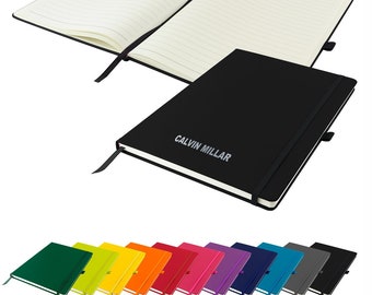 Personalised A4 Notebook / Printed with Name Perfect for school, office or your bag! - BLACK  (plus other colours) By That&#39;s My Pencil™