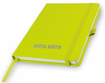 Libreta A5 personalizada / Impresa con nombre ¡Perfecta para la escuela, la oficina o tu bolso! - VERDE LIMA (y otros colores) Por That's My Pencil™