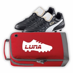 Personalized Football/Soccer/Rugby Boot/Shoe Bag /Sports Printed with boot design and name -  Perfect for School or Club use - RED