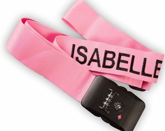 Embroidered Luggage / Suitcase Straps Personalised with Name, TSA lockable - PINK Plus Other Colours Keep your case safe with the 1.8m belt