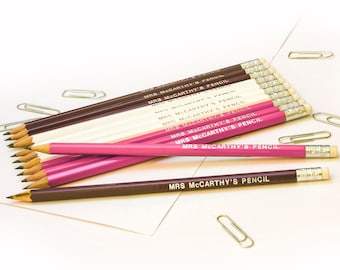 High Quality Personalised Pencils -Printed with Name - PINK/WHITE/PURPLE Mix (plus other colours)