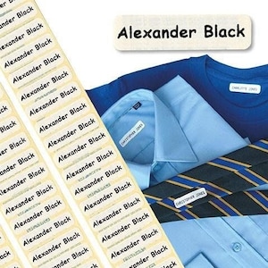 Name Tags/ Nametapes/Labels IRON-ON School Uniform tags Pre-Cut Soft satin fabric, Care home lables
