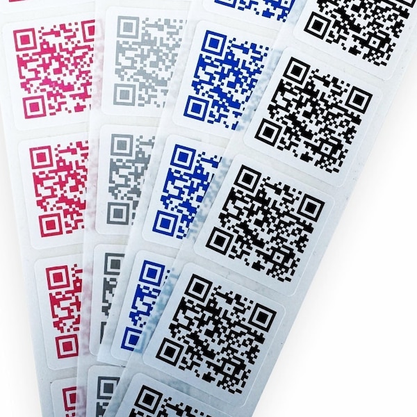 QR Code Labels, customised waterproof QR labels, qr Stickers, qr Personalised qr Tough Labels for products, Printed qr labels