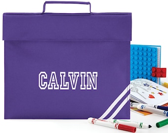 Borsa per libri personalizzata stampata con nome, questa borsa per libri personalizzata è perfetta per la scuola - Viola