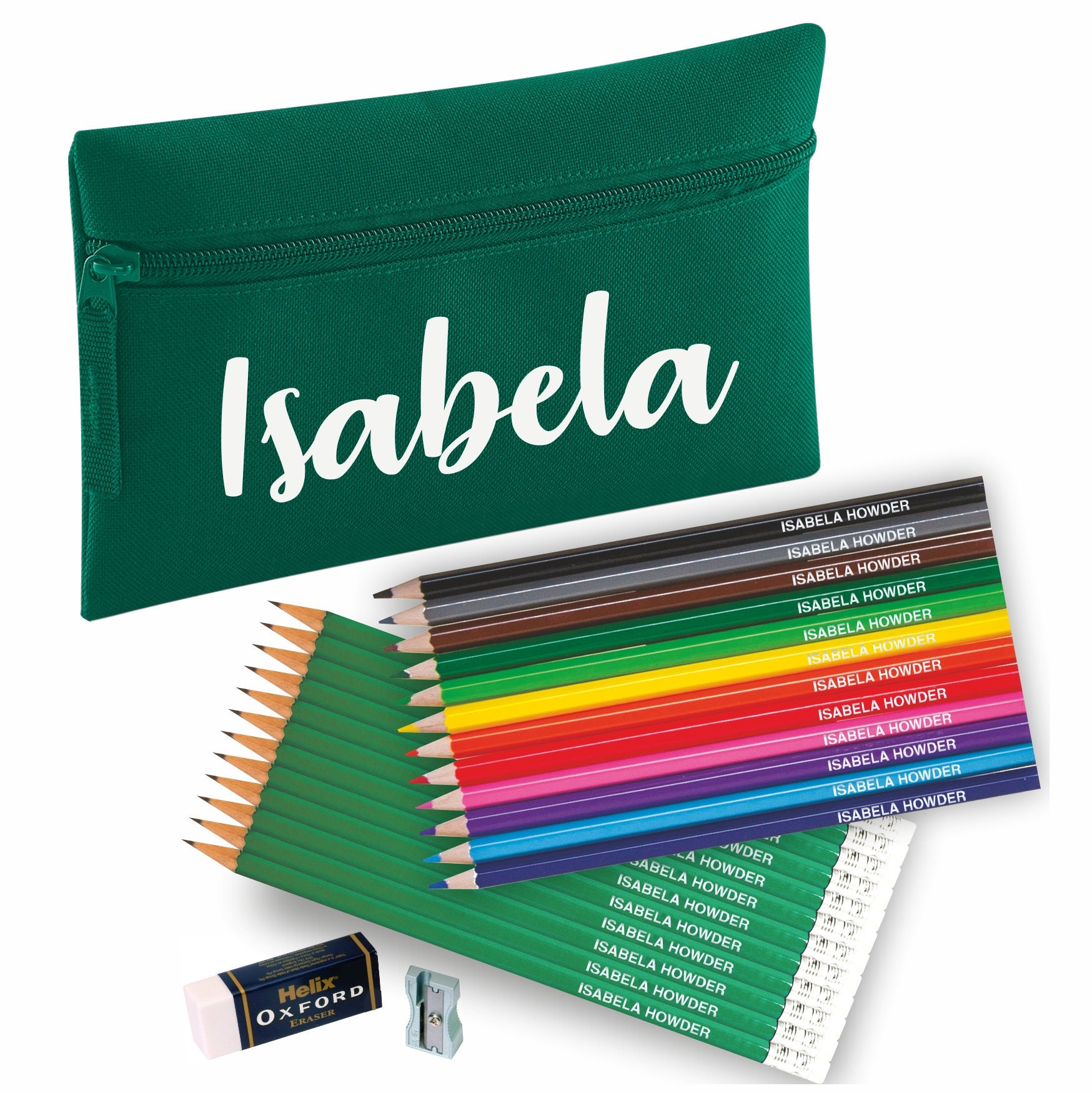 GreenCertified Personalised Pencil Case with12 Embossed Colouring