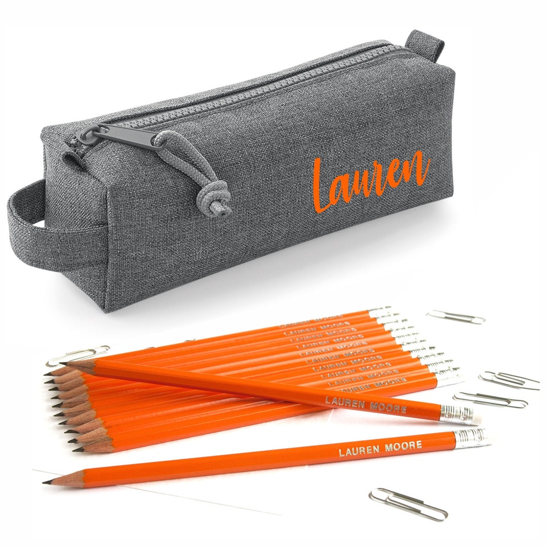 Personalised Block Style Pencil Case With 12 Matching Personalized HB ...