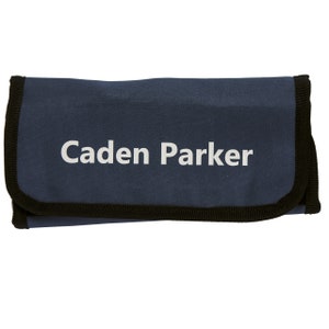 Colouring Pencils and HB Pencils in a Wrap Case Personalized with Name Navy Blue image 2