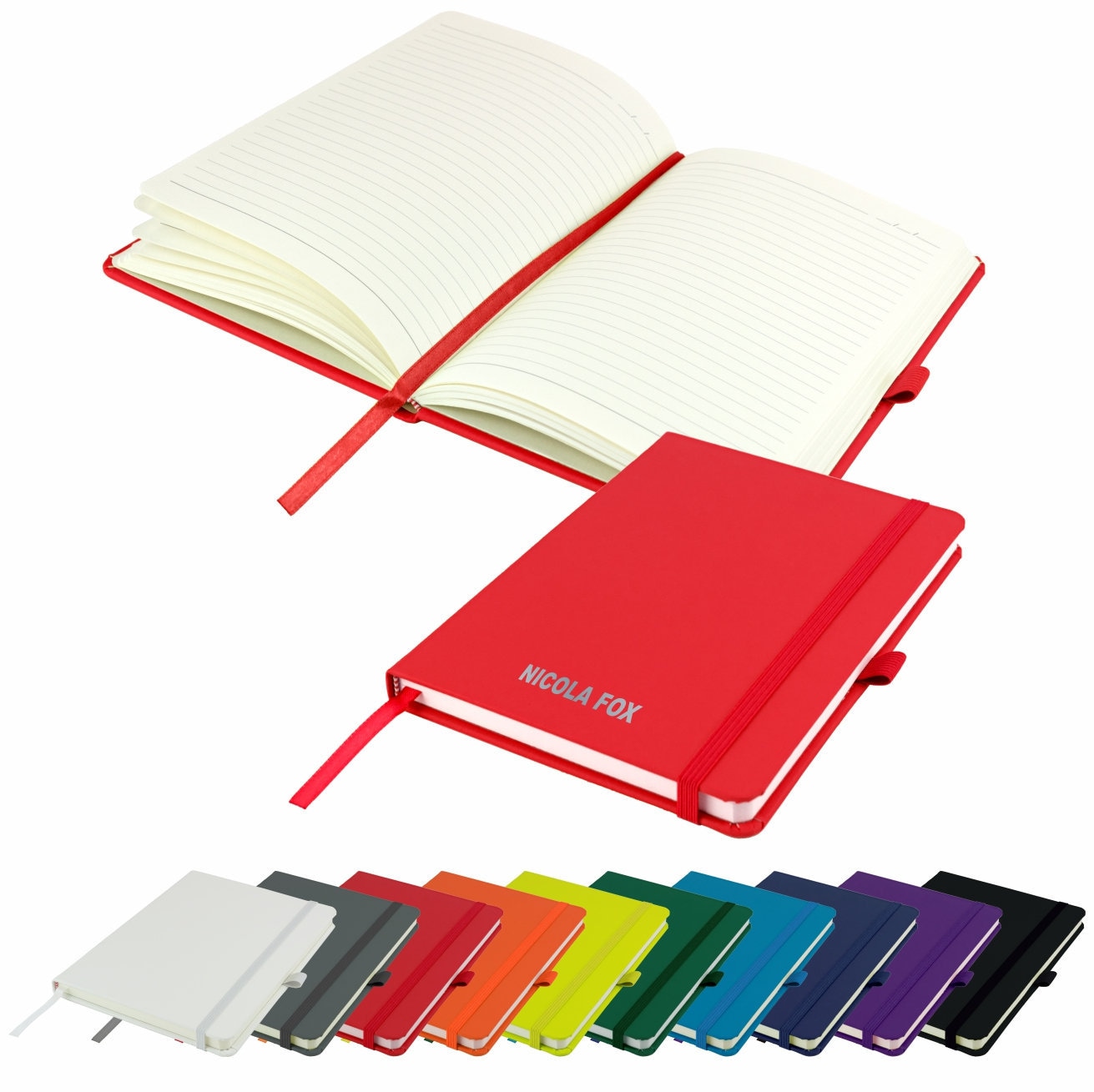 Personalised A5 Notebook / Printed with Name Perfect for school, office or your bag! - CRIMSON RED (plus other colours) By That's My Pencil™