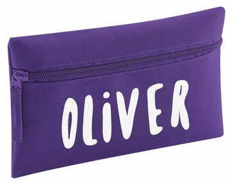 Zip Pencil Case with name, choice of sprint styles - Bright Purple