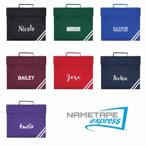 Personalised Bookbag Printed with Name, these Personalized book bags are perfect for School Navy Blue image 4