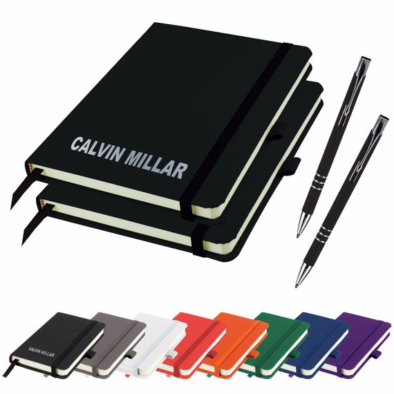 2 X Mini A6 Personalised Pocket Size Notebooks And Matching Pen
