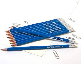 100 Personalised HB Pencils -100 Pencils with erasers printed with name - see other colours listed