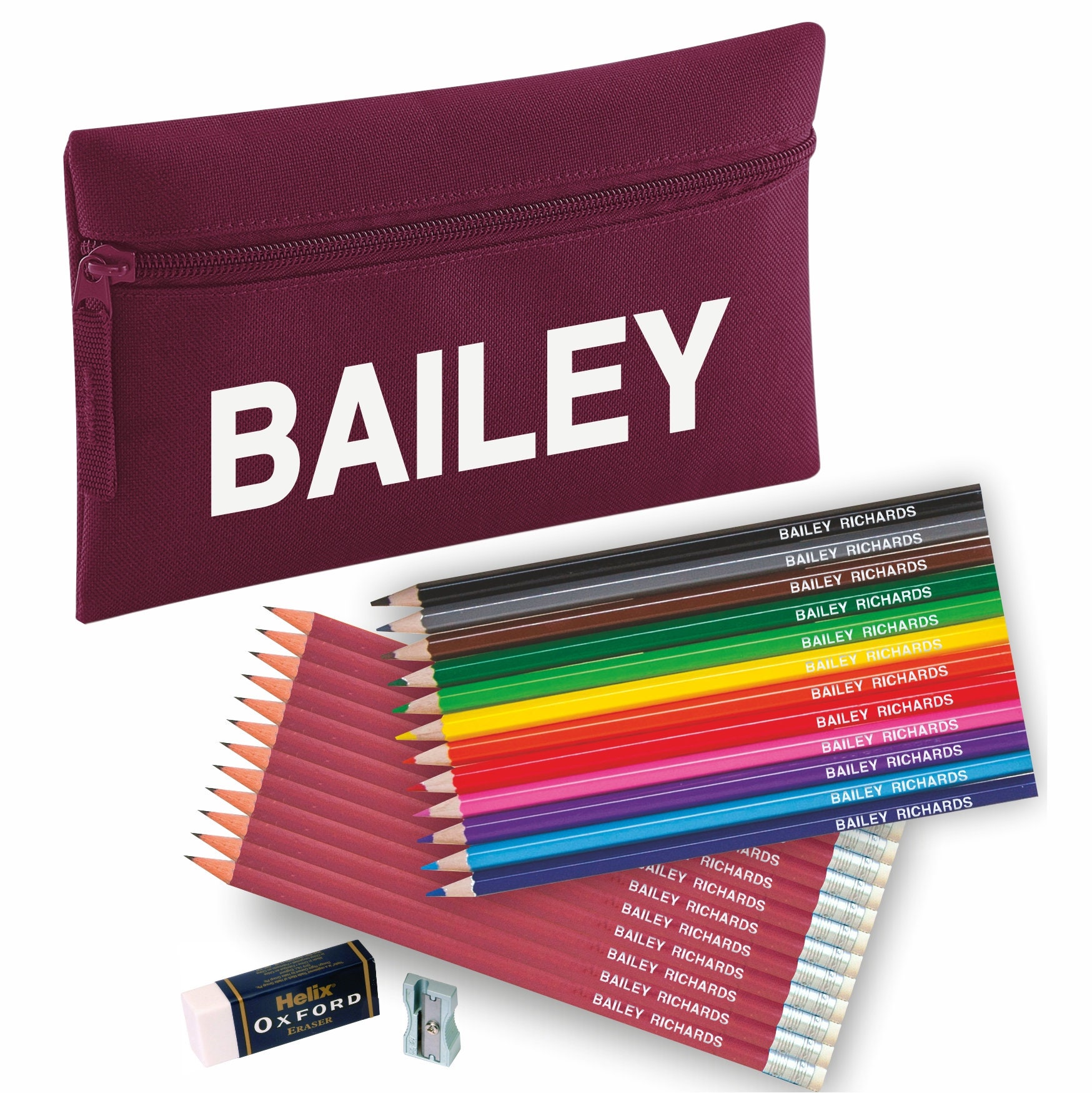Personalized Zip Pencil Case with 12 Colouring and 12 eraser Etsy