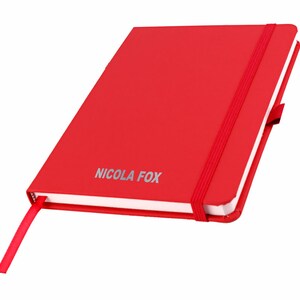 Personalised A5 Notebook / Printed with Name Perfect for school, office or your bag! - FRENCH NAVY (plus other colours) By That's My Pencil™ Scarlet Red