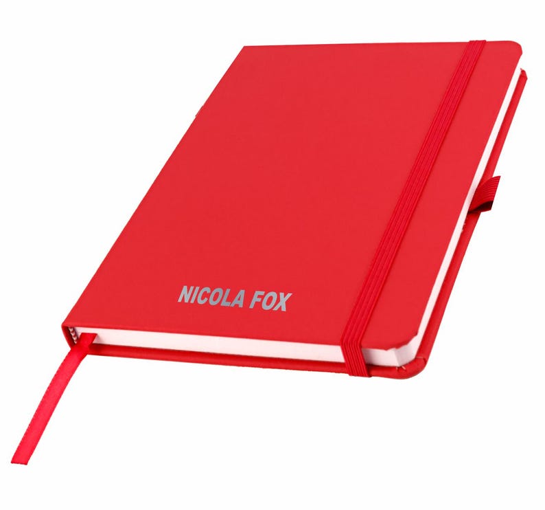 Personalised A5 Notebook / Printed with Name Perfect for school, office or your bag! - FRENCH NAVY (plus other colours) By That's My Pencil™ Scarlet Red