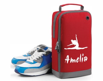 Personalized Shoe/Boot Bag/Sports Printed with Name Grey for School or Club use - Red