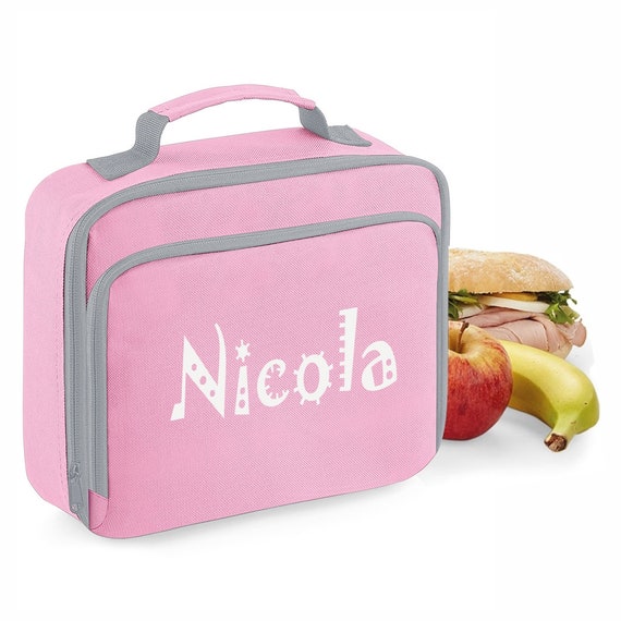 Insulated Lunch Cooler Bag Printed with Name Great for School or Work Pink Etsy