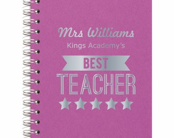 Personalised Wire Bound Notebooks, Premium Quality Foil Printed UK Made by That's my pencil -Style N Thank you Teacher -Best Teacher 5 Stars