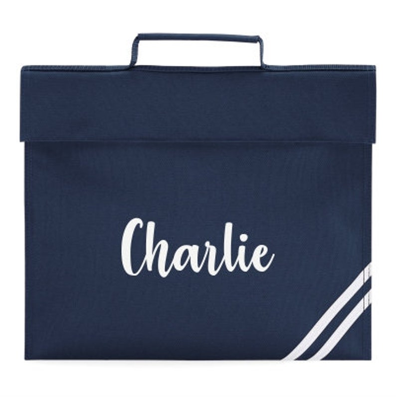 Personalised Bookbag Printed with Name, these Personalized book bags are perfect for School Navy Blue Navy Blue