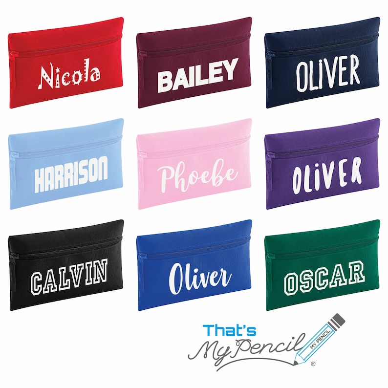 Zip Pencil Case With Name With 12 Embossed Colouring and 12 HB Eraser ...