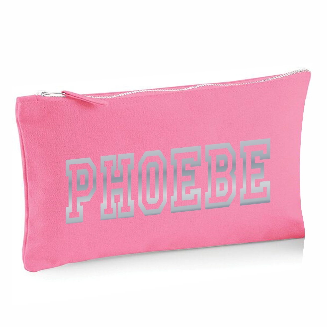 Personalised Pink Canvas Pencil Case with 12 Colouring & 2 HB Pink Pencils 