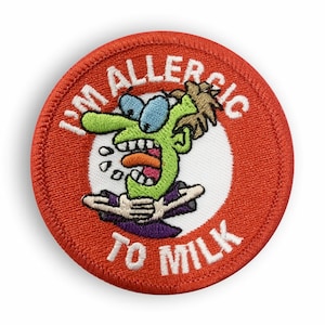 Cerotti, spille e adesivi per allerta allergie - Allergico al latte - Design divertenti e luminosi ma cogli l'importante messaggio delle allergie alimentari