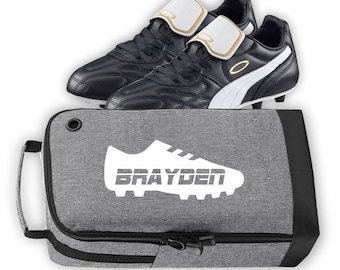 Personalisierter Football/Fußball/Rugby-Schuh-Beutel / Sport Bedruckt mit Boot-Design und Name - Perfekt für den Schul- oder Vereinsgebrauch - MARL GREY